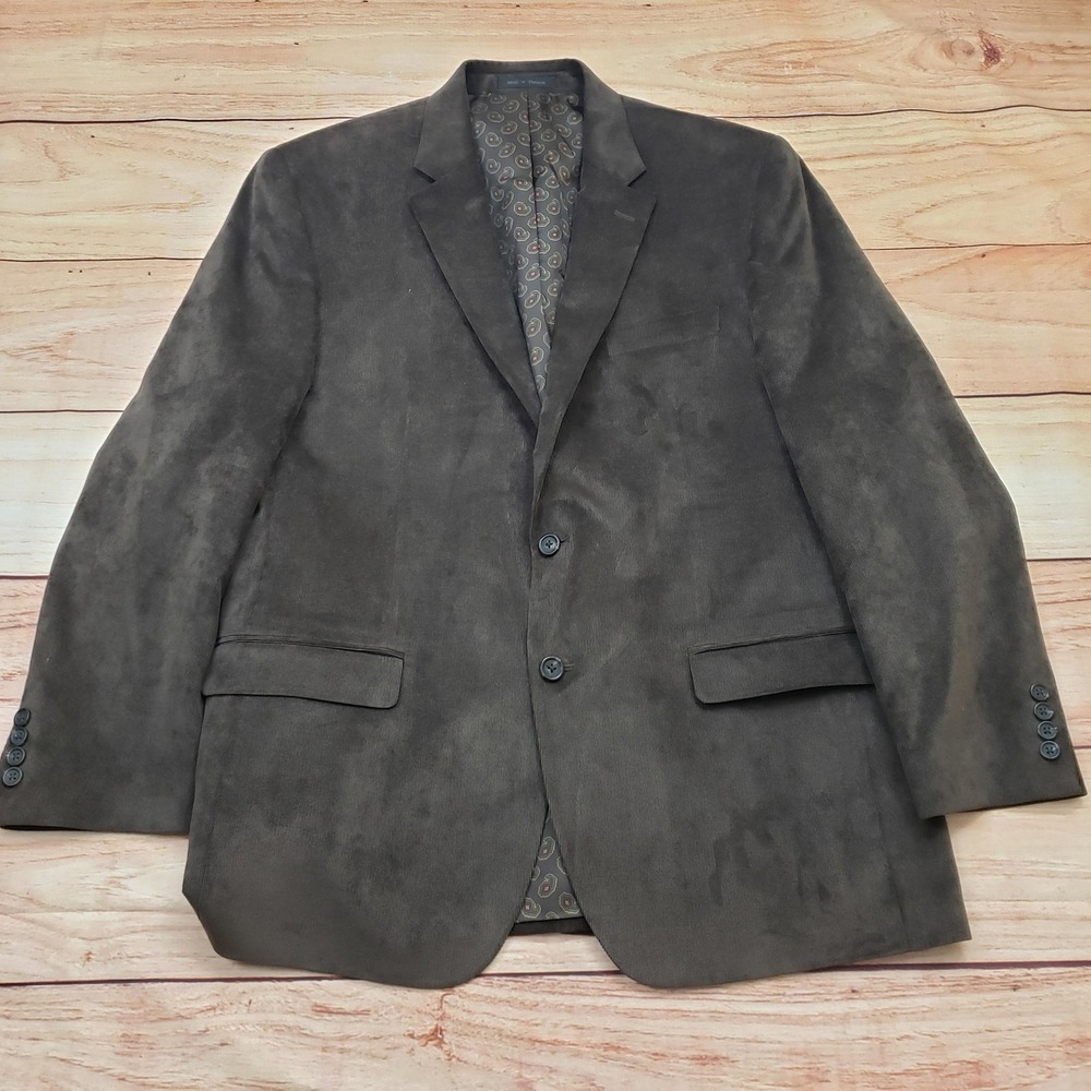 Chaps Sport Coat Mens 44R Brown Corduroy Two Button Blazer Jacket Paisley Lined